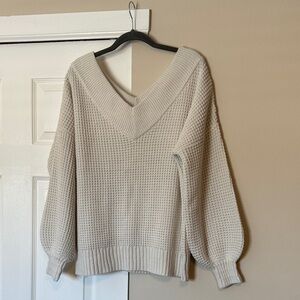 Zenana V-Neck Cream Sweater